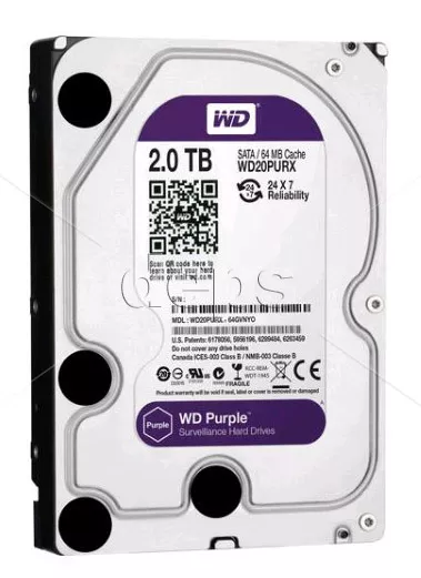 1TB жорсткий диск Western Digital cерії Purple для відеоспостереження (3.5" SATA III) WD10PURZ (1 ТБ)