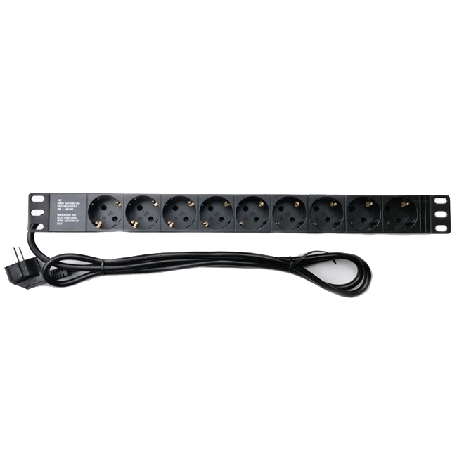 1U 19" 220В на 9 розеток без выключателя