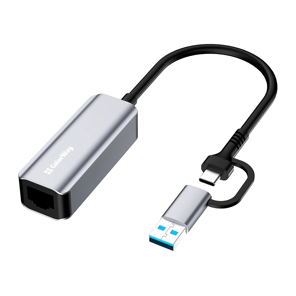 Адаптер сетевой ColorWay CW-AD-CRG USB-A/USB-С 3.0 - RJ45 Gigabit Ethernet