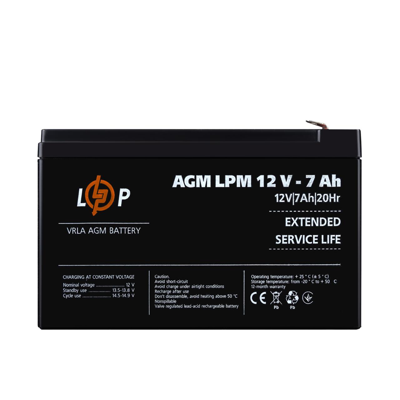 Аккумулятор AGM LPM 12V - 7 Ah