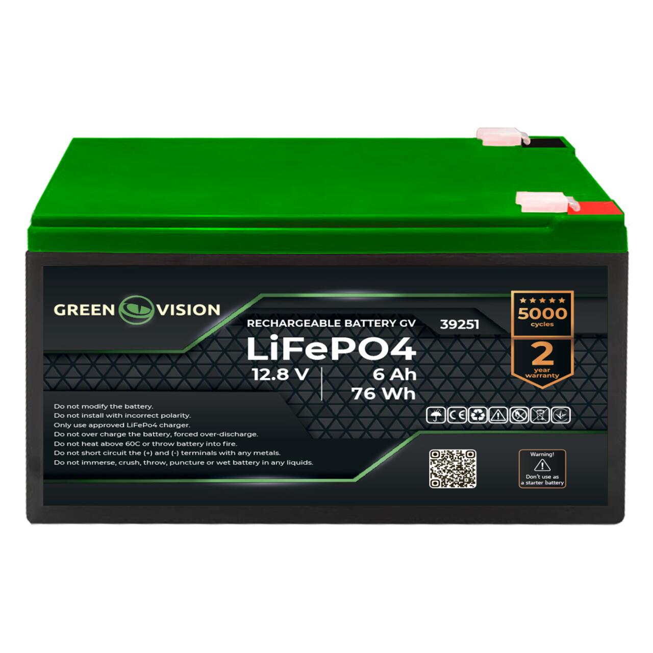 Аккумулятор GV LiFePО4 12,8V - 6Ah (76Wh)