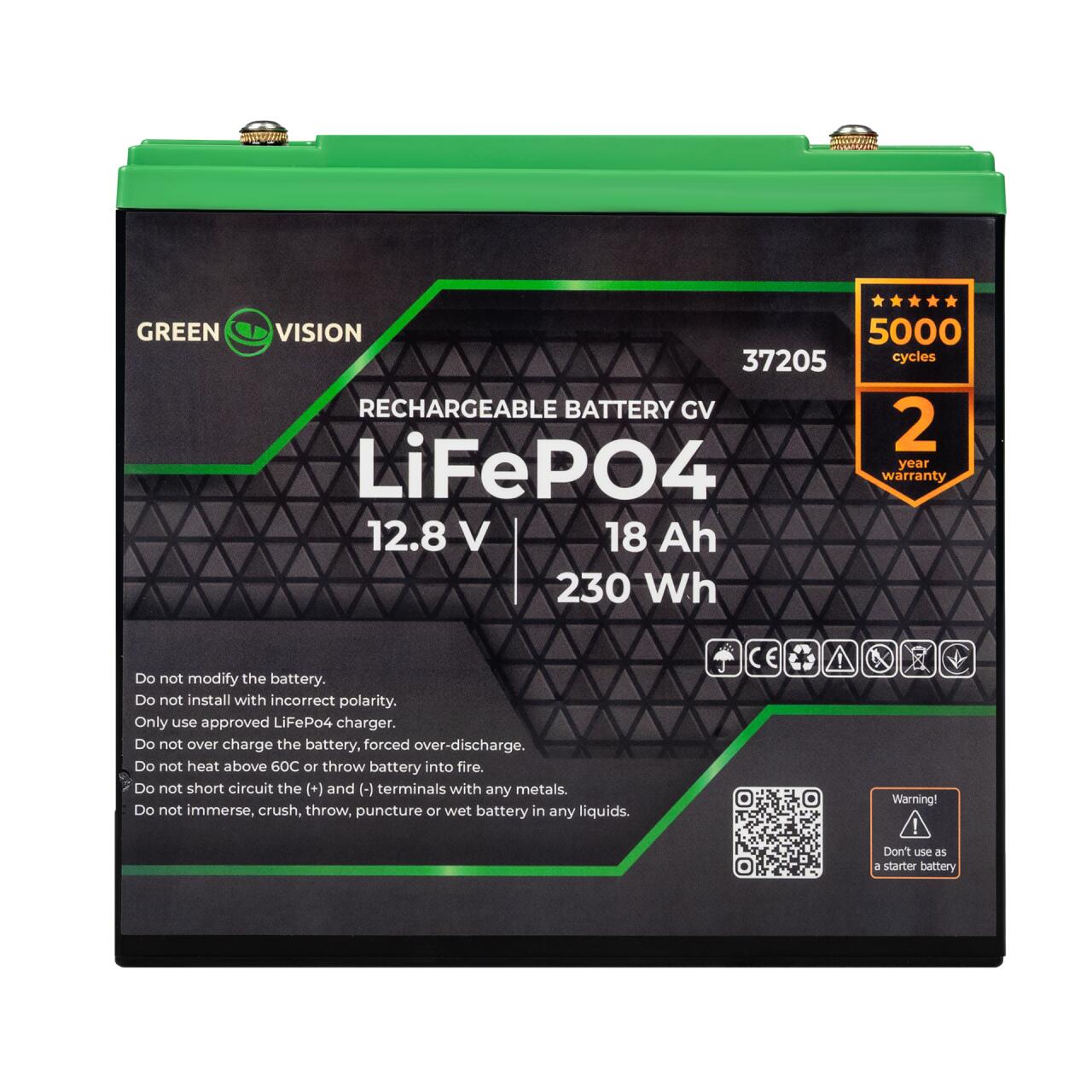 Аккумулятор GV LiFePО4 12V (12,8V) - 18 Ah (230Wh)