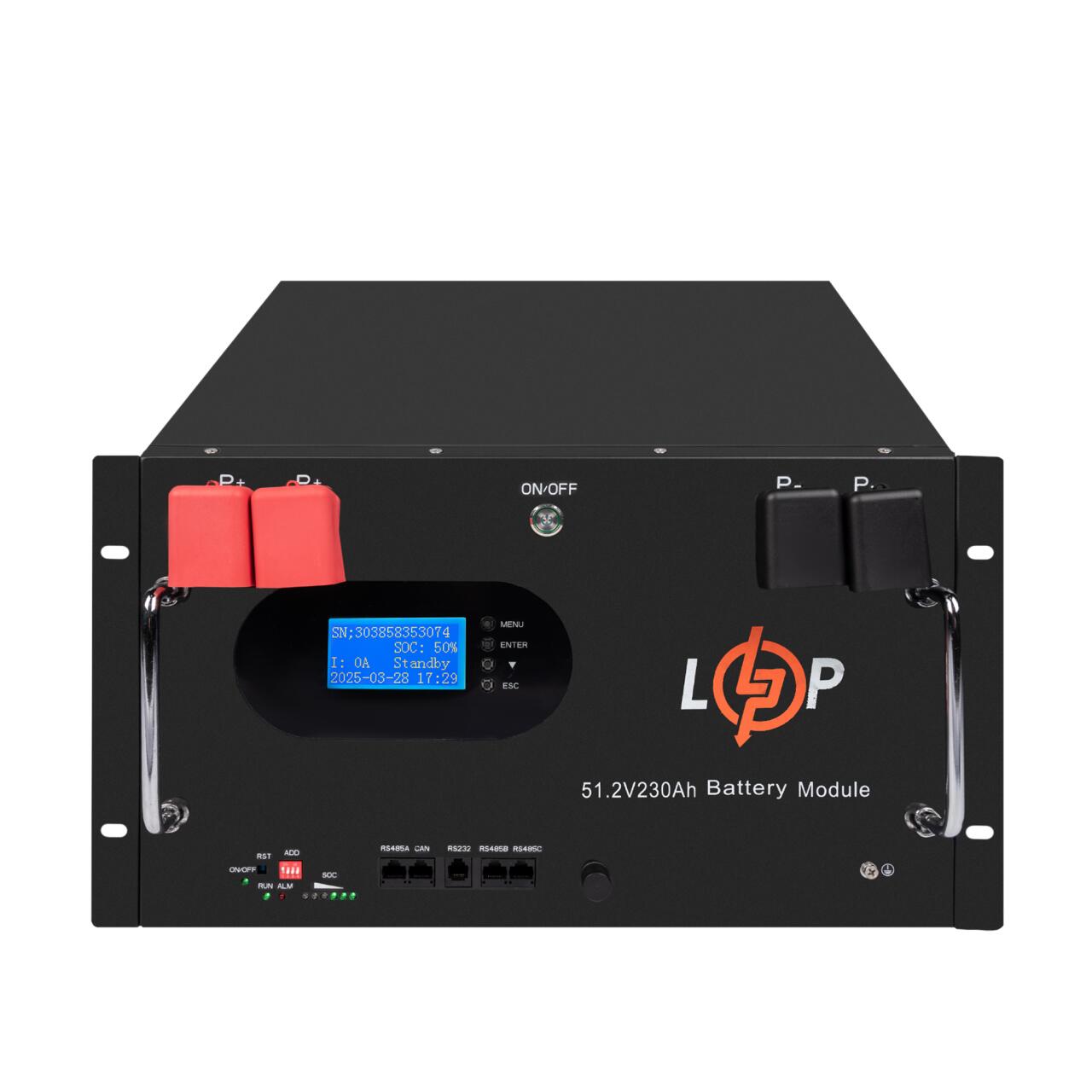 Аккумулятор LP LiFePO4 48V (51,2V) - 230 Ah (11776Wh) (Smart BMS 200A) с LCD RM RS485/CAN