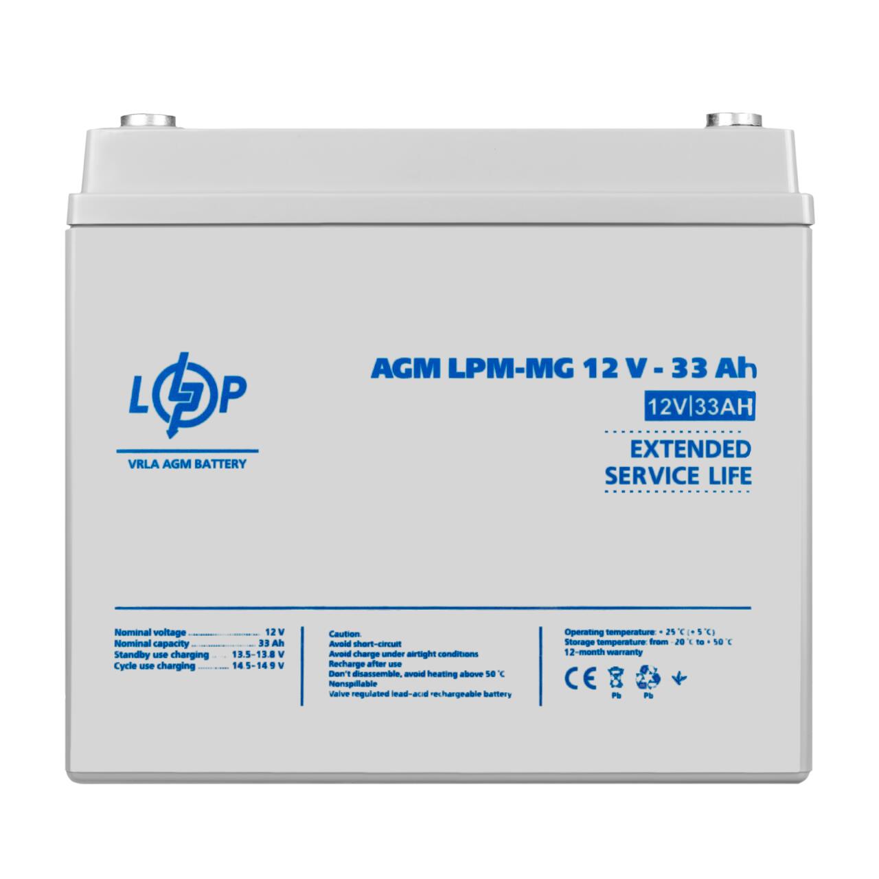 Аккумулятор мультигелевый LPM-MG 12V - 33 Ah Уценка 04.2025