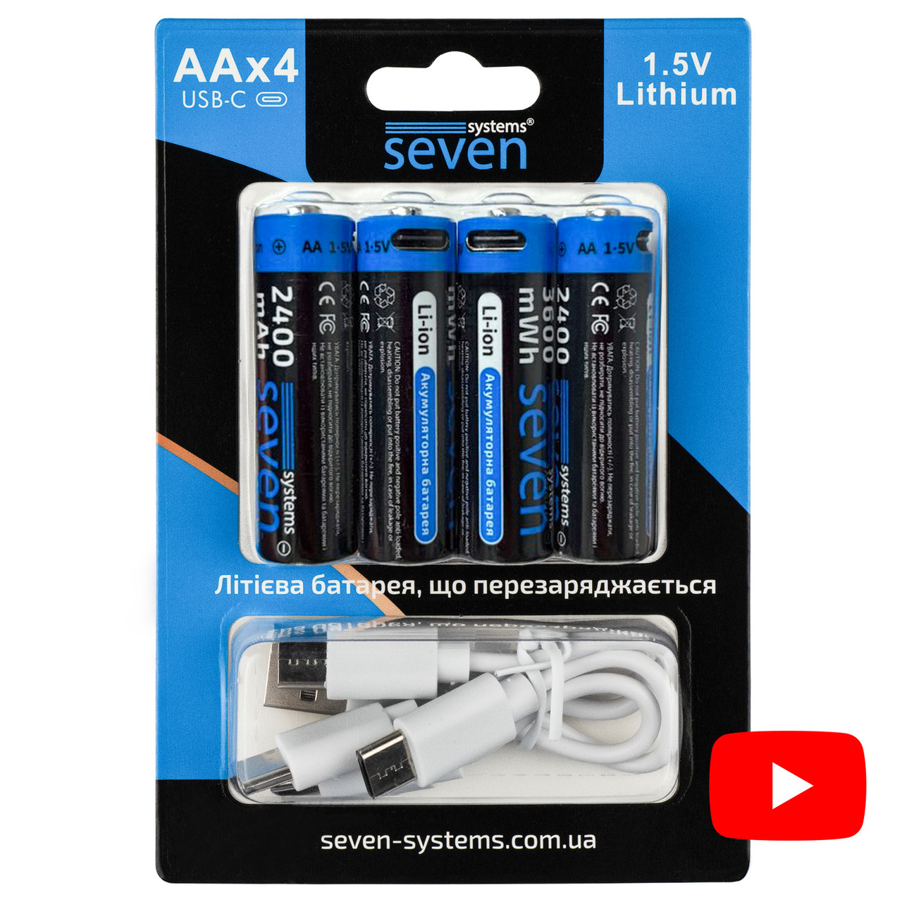 Аккумуляторная батарейка SEVEN AA 1.5V Li-ion 4 шт