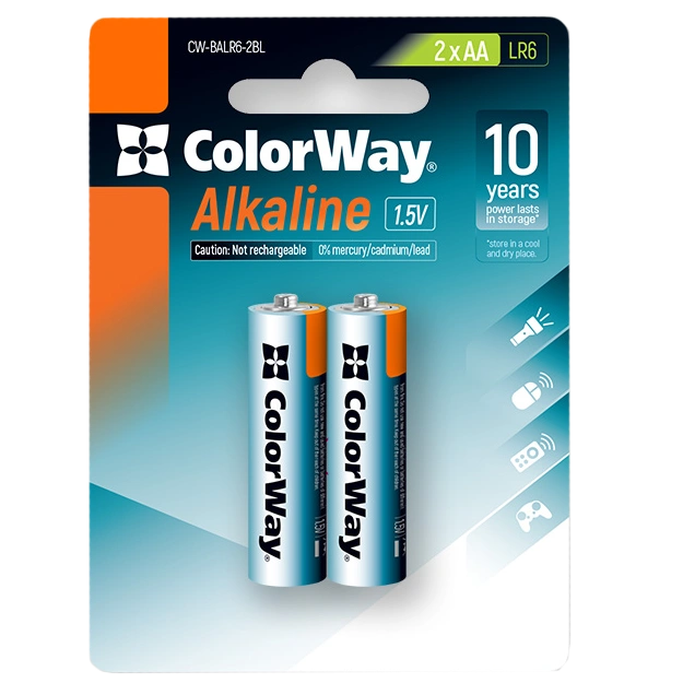 Батарейки СolorWay Alkaline Power лужні AA (2шт) blister