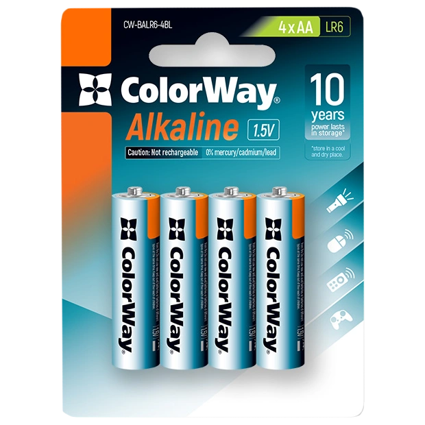 Батарейки СolorWay Alkaline Power лужні AA (4 шт) blister