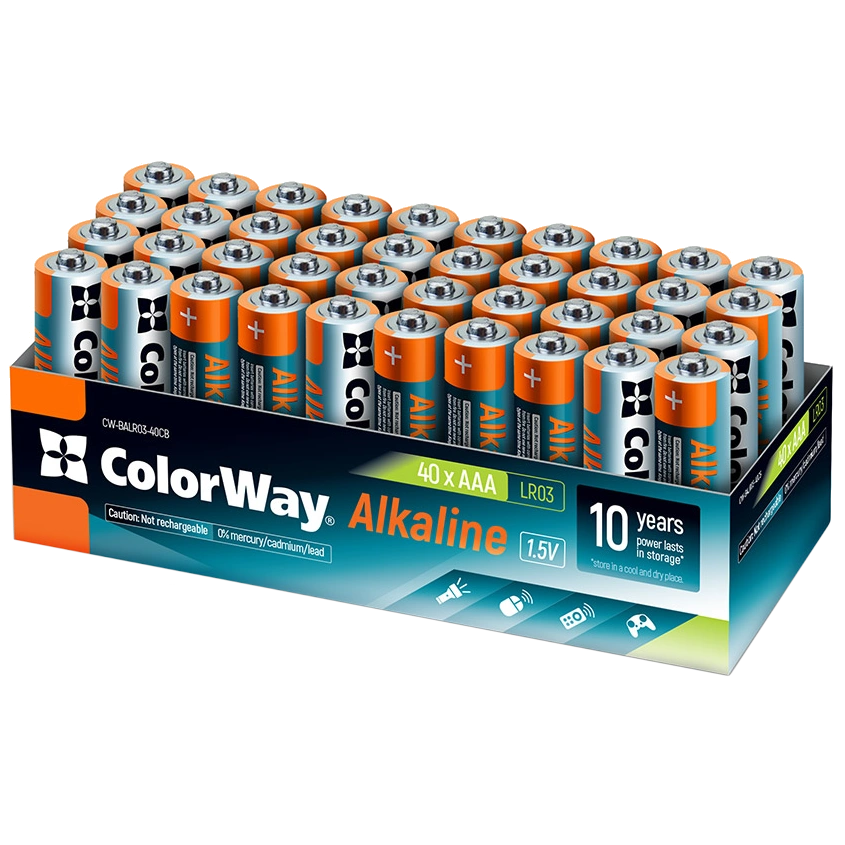 Батарейки СolorWay Alkaline Power лужні AAA (40шт) colour box