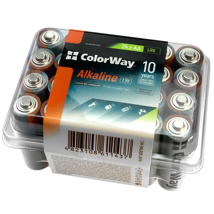 Батарейки СolorWay Alkaline Power щелочные AA (24шт) plastic box