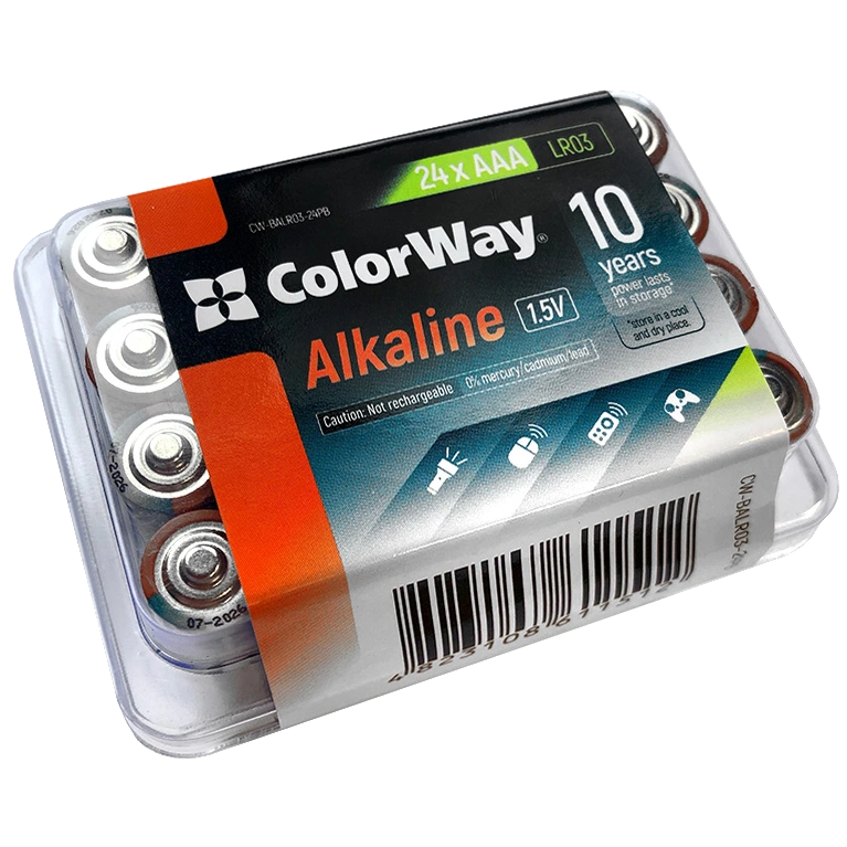 Батарейки СolorWay Alkaline Power щелочные AAA (24шт) plastic box