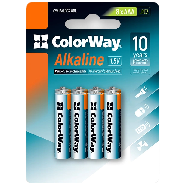 Батарейки СolorWay Alkaline Power щелочные AAA (8шт) blister