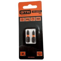 Біта для шуруповерта GTM ударних, PH1, 25мм, 2шт. (SBI-H1-25B)