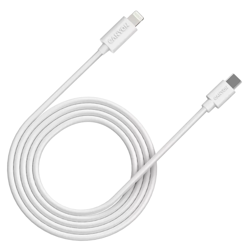 Canyon CFI12B white (Lightning - USB-C ) 2м 20Вт