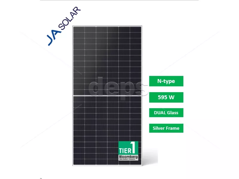 Cонячна панель JA Solar JAM72D40-595/MB (595W, bifacial, silver frame)