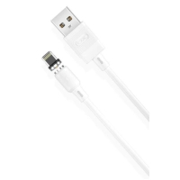 Дата кабель USB 2.0 AM to Lightning 1.0m 2.1A magnetic pvc white XO (NB187-L-1-WH)