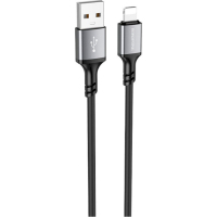 Дата кабель USB 2.0 AM to Lightning 1.0m Famous silicone BX83 black BOROFONE (6974443386356)