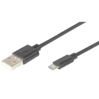 Дата кабель USB 2.0 AM to Micro 5P 1.0m black Digitus (AK-300127-010-S)