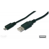 Дата кабель USB 2.0 AM to Micro 5P 1.8m black Digitus (AK-300110-018-S)