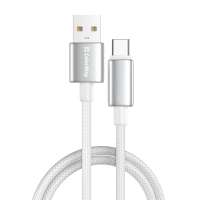 Дата кабель USB 2.0 AM to USB-C 1.0m 3A zinc alloy braided white ColorWay (CW-CBUC098-WT)