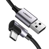 Дата кабель USB 2.0 AM to USB-C 1.0m 90° corner braid black Ugreen (50941)
