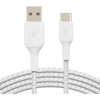 Дата кабель USB 2.0 AM to USB-C 1.0m braided white Belkin (CAB002BT1MWH)