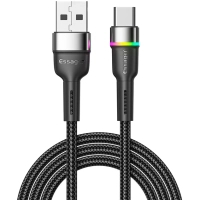 Дата кабель USB 2.0 AM to USB-C 2.0m 3A LED black Essager (EXCT-XCDA01)