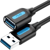 Дата кабель USB 3.0 AM/AF 1.5m black Vention (CBHBG)