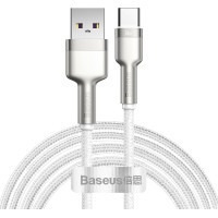 Дата кабель USB 3.1 AM to USB-C 2.0m 6.0A 66W Cafule Series Metal White Baseus (CAKF000202)