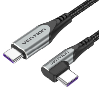 Дата кабель USB-C to USB-C 0.5m 60W (20V/3A) 90° corner Gray Aluminum Alloy Vention (TRAHD)