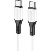 Дата кабель USB-C to USB-C 1.0m 3A 60W silicone BX79 white BOROFONE (6974443384819)