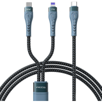 Дата кабель USB-C to USB-C + Lightning 1.3m Azeada 27W/100W black Proda (PD-B73th-BK)