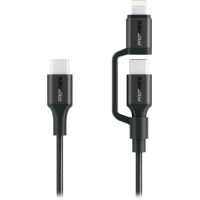 Дата кабель USB-C to USB-C + Lightning black Promate (powerlink-cci.black)