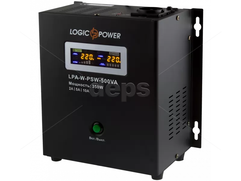 ДБЖ LogicPower LPA-W-PSW-500VA  (350 Вт, струм заряду 5A/10A, зовнішня батарея 12В)