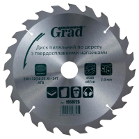 Диск пильный Grad по дереву с твердосплавными напайками 250×32(30;25.4)×24T (1958725)