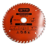 Диск пильный GTM 210×30мм, 48 зубов, по дереву (SBW-21048)