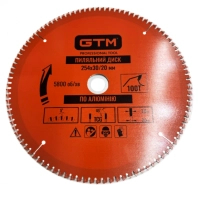 Диск пильный GTM 254×30мм, 100 зубов, по алюминию (SBA-254100)