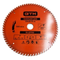 Диск пильний GTM 254×30мм, 72 зуби, по дереву (SBW-25472)