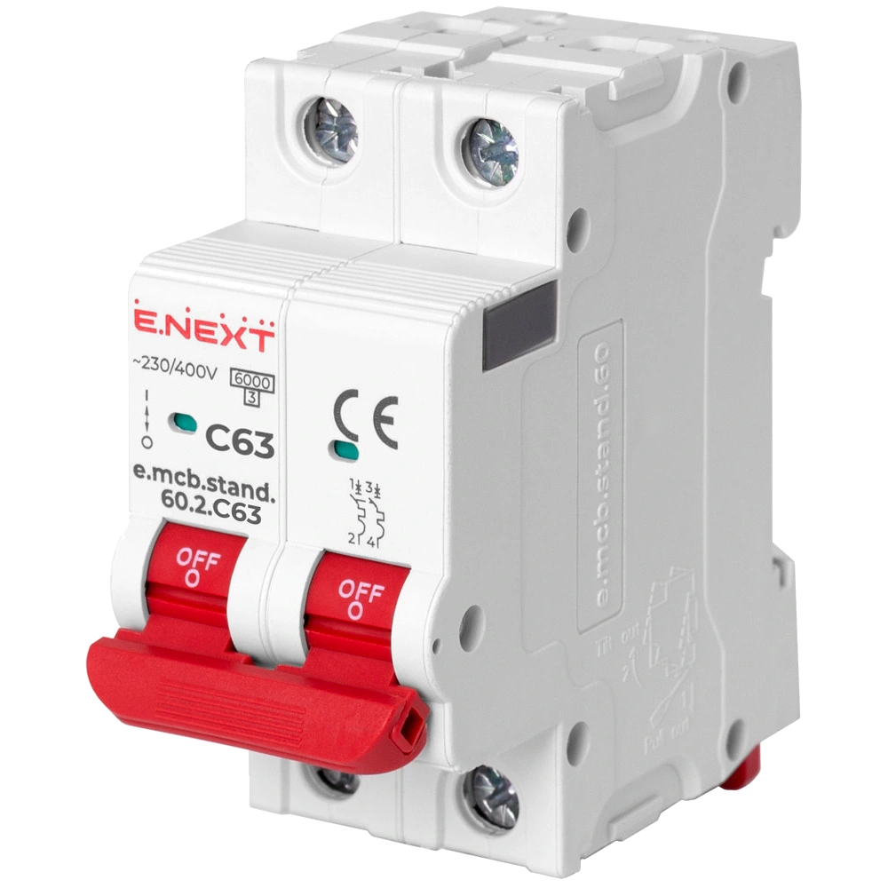 Enext e.mcb.stand.60.2.C63, 2р, 63А, C, 6кА