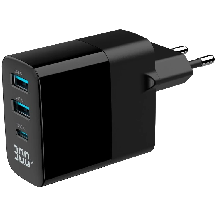 Gembird TA-UC-PDQC30LCD-BK-02 2хUSB-A (QC3.0 18W) + 1хType-C (PD20W)