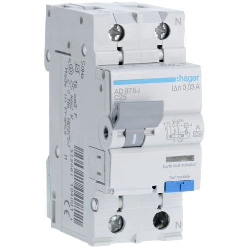 Hager 1+N С25/30mA 6кА, тип-A AD975J