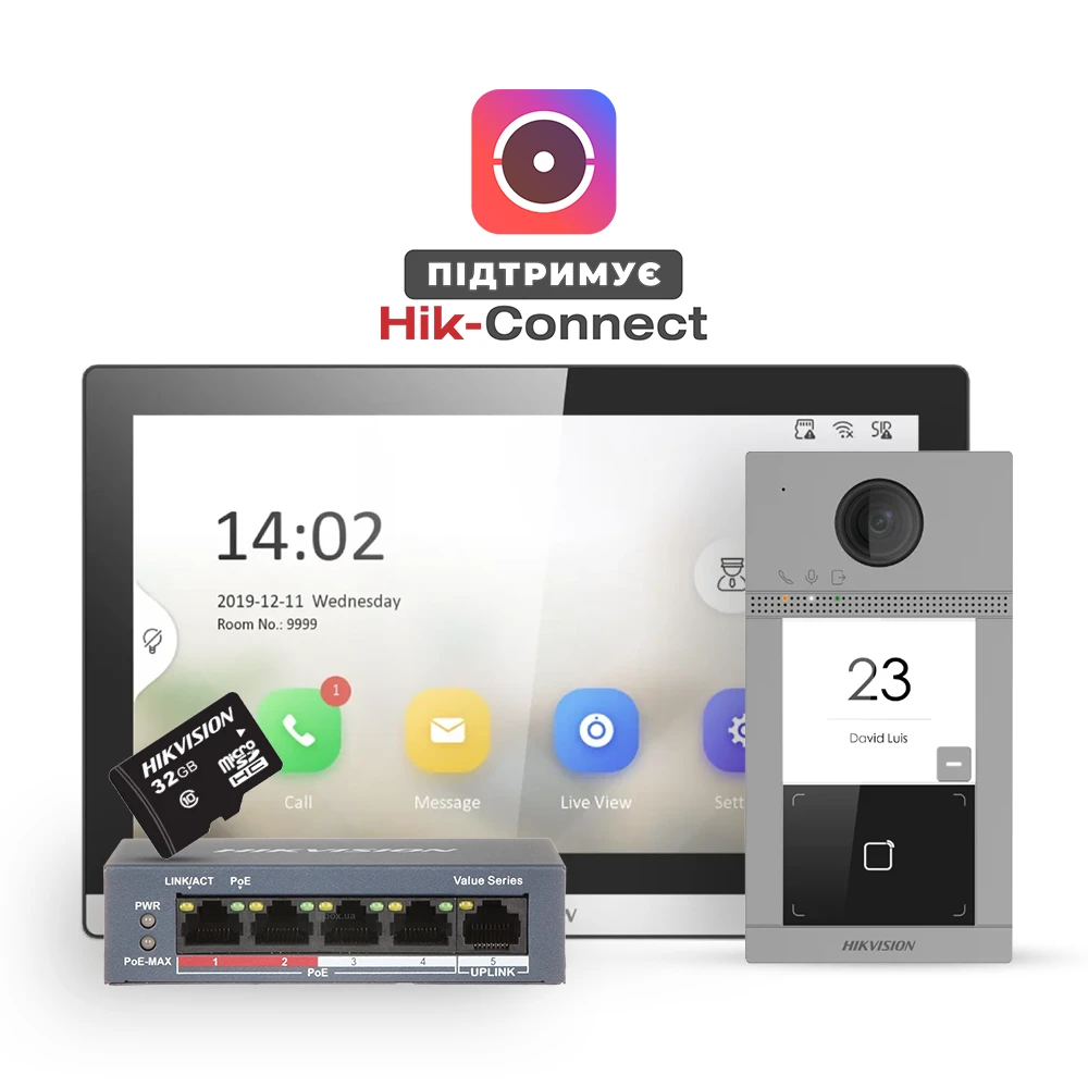 Hikvision DS-KV8113-WME1(B)/Flush+DS-KH6350-TE1+HS-TF