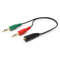 Кабель мультимедійний 3.5mm M to 2x3.5mm M 0.2m (4pin) Cablexpert (CCA-418)