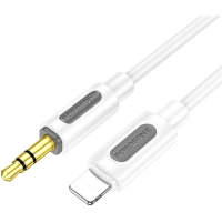 Кабель мультимедійний Lightning to 3.5mm M 1.0m silicone white BOROFONE (6941991114403)