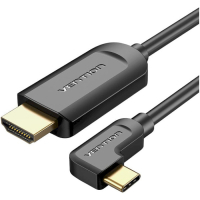 Кабель мультимедійний USB-C to HDMI M 1.5m 4K60Hz 90° corner black Vention (CGVBG)