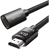 Кабель мультимедийный HDMI M to HDMI F 1.0m 8K HD151 black Ugreen (40447)