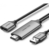 Кабель мультимедийный USB to HDMI 1.5m gray Ugreen (50291)
