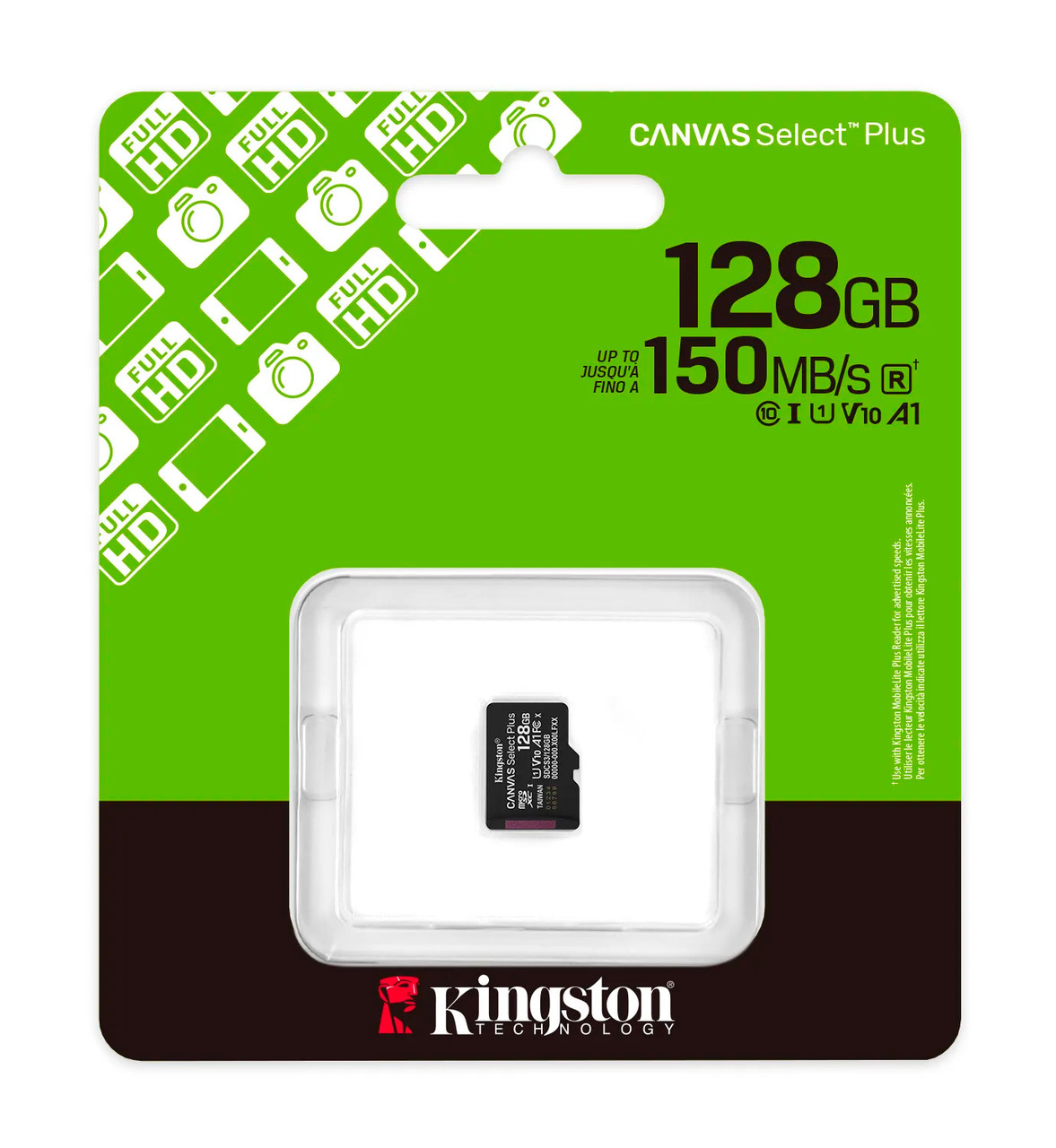Карта памяти для домофона microSDXC Kingston Canvas Select Plus 128 GB Class 10 А1 UHS-1