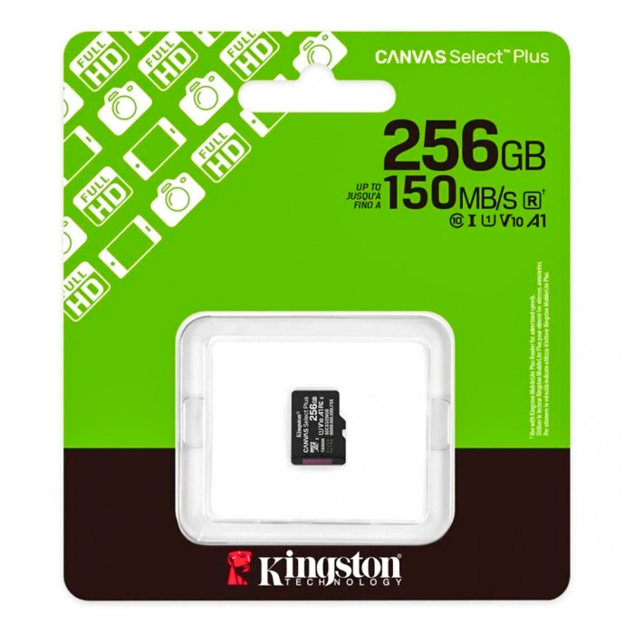 Карта памяти для домофона microSDXC Kingston Canvas Select Plus 256 GB Class 10 А1 UHS-1
