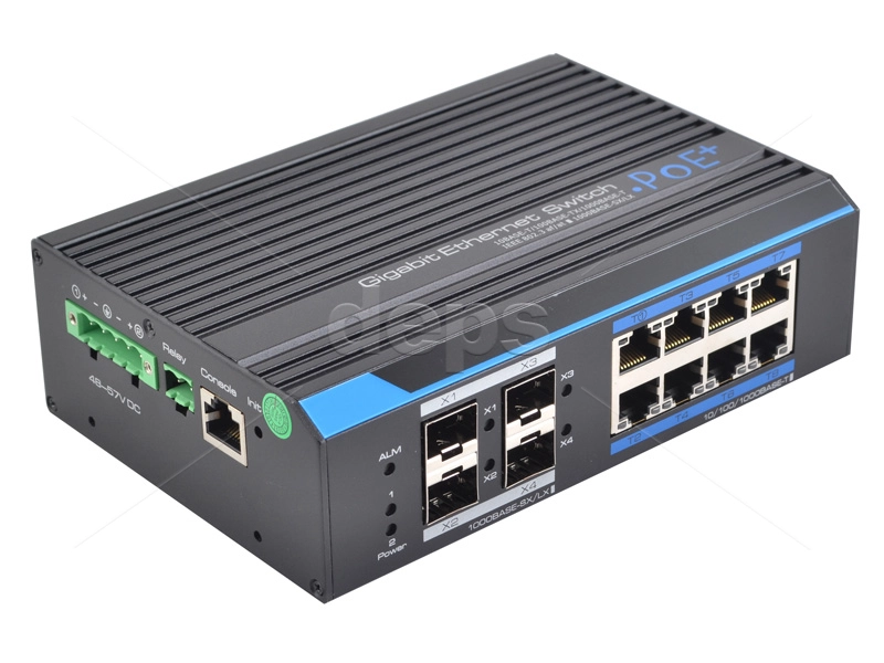 Керований промисловий POE комутатор FoxGate S6008G-S4-I-W POE [GE: 8 x RJ-45 PoE +  4 х SFP]