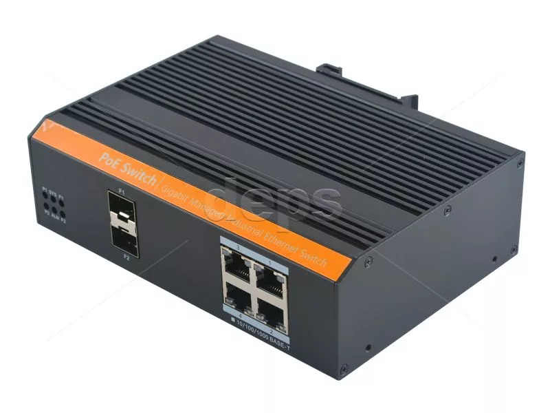 Керований промисловий POE комутатор FoxGate S6104G-S2-I-W POE [GE: 4 x RJ-45 PoE + 2 х SFP]